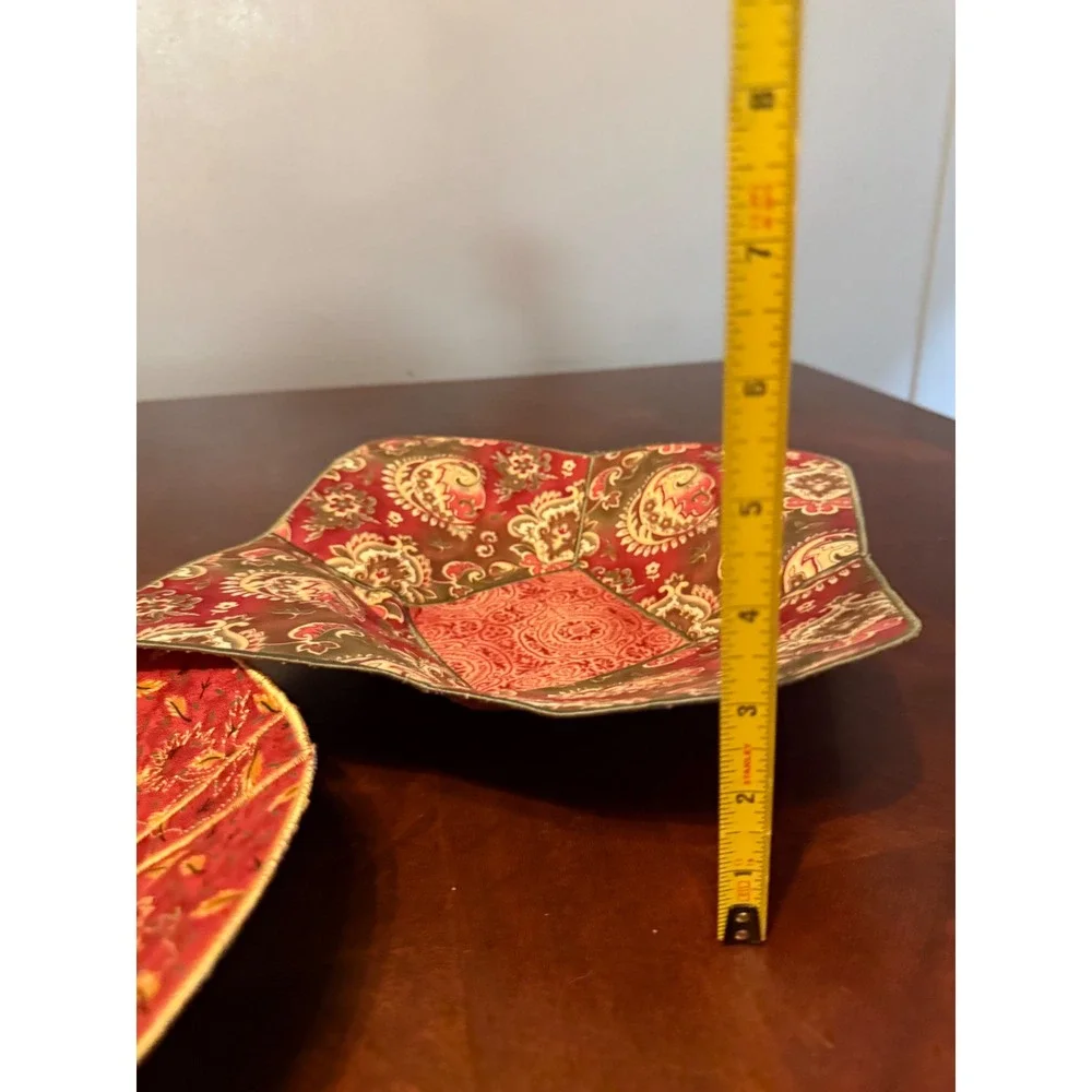 Set of 2 Vtg Quilted Fabric Bowl Cozies Country Farmhouse Rooster Paisley Blue